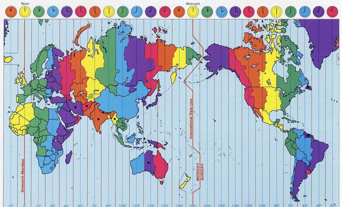 time zone changes map
